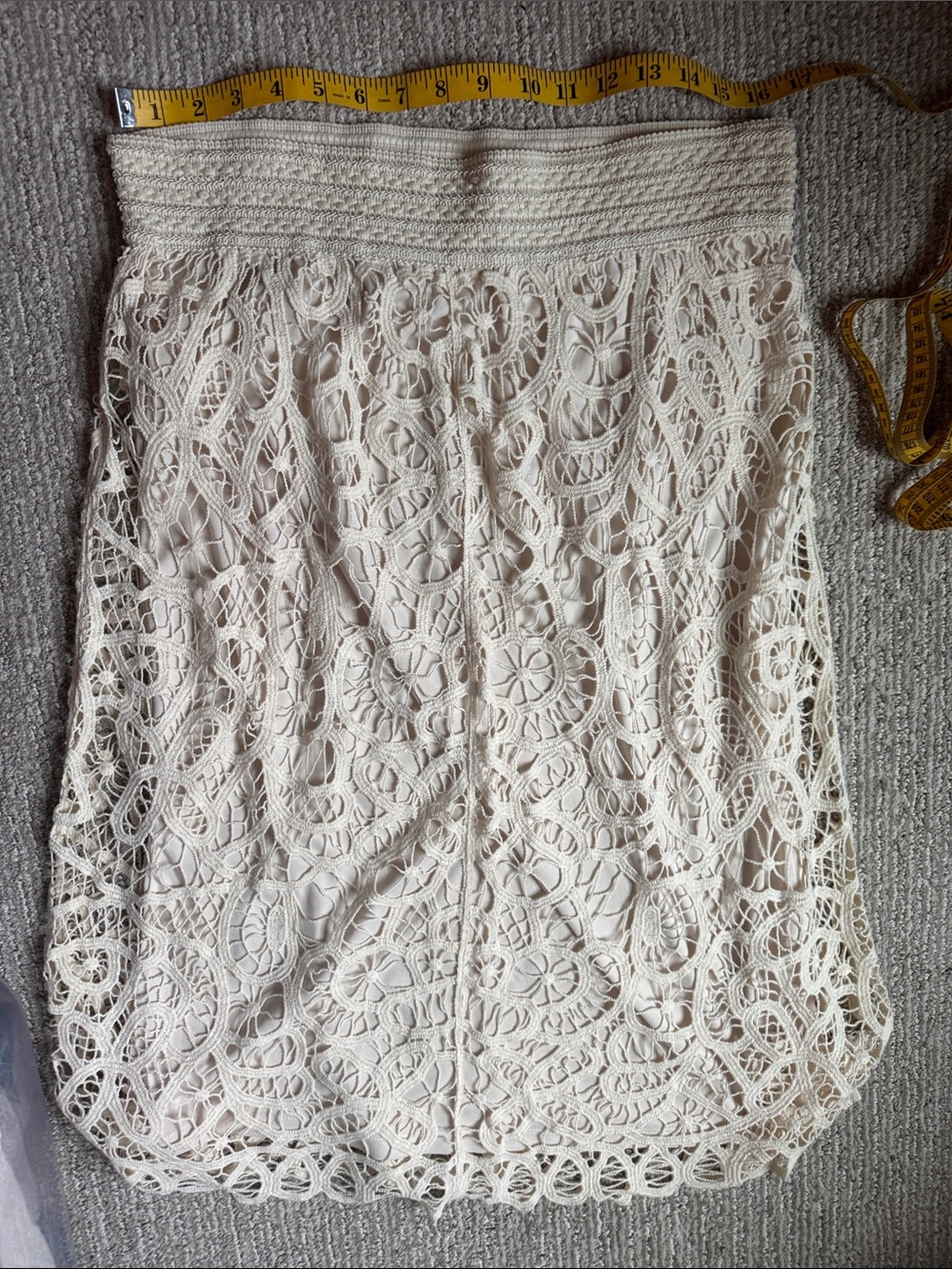 Adiva Cream Crochet Lace Midi Skirt